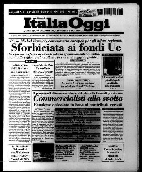 Italia oggi : quotidiano di economia finanza e politica